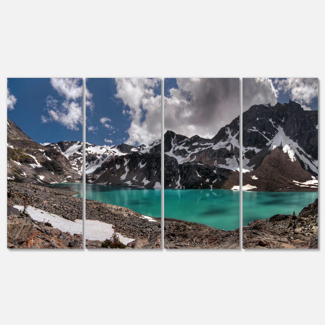 Designart - Distant Mountains and Mountain Lake - Landscape Canvas Art Print